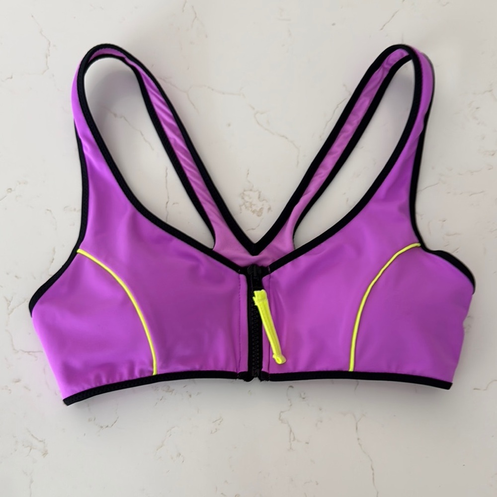 Zara Lilac Sports Bra with Neon Detail